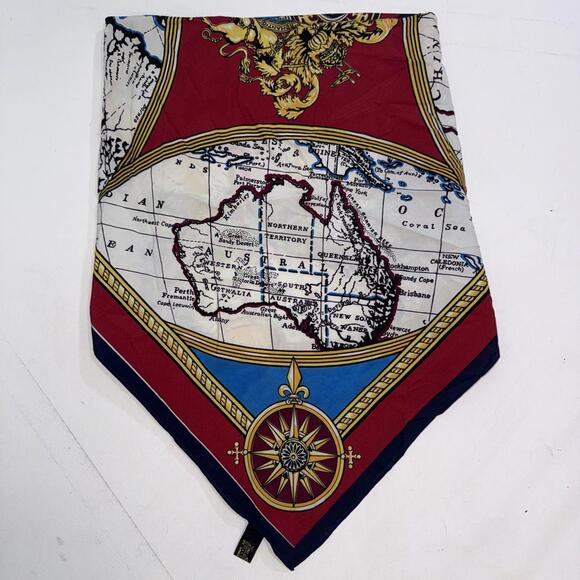 Vintage Grand Ocean Voyages Romantiques Royal Samuel Broome Map Scarf - Picture 1 of 11